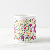 Custom Monogram Hübsch Colorful Girl Floral Tasse (Mittel)