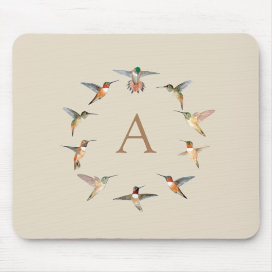 Custom Monogram Hummingbird Mousepad (Vorne)