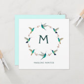 Custom Monogram Hummingbird Note Card Karte (Vorderseite/Rückseite Beispiel)