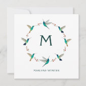 Custom Monogram Hummingbird Note Card Karte (Vorderseite)
