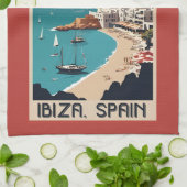 Custom Monogram Ibiza, Spain Travel Poster Geschirrtuch (Gefaltet)