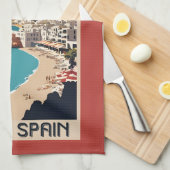 Custom Monogram Ibiza, Spain Travel Poster Geschirrtuch (Viertel Falte)