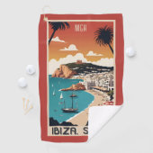 Custom Monogram Ibiza, Spain Travel Poster Golfhandtuch (Insitu)