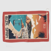 Custom Monogram Ibiza, Spain Travel Poster Golfhandtuch (Horizontal)