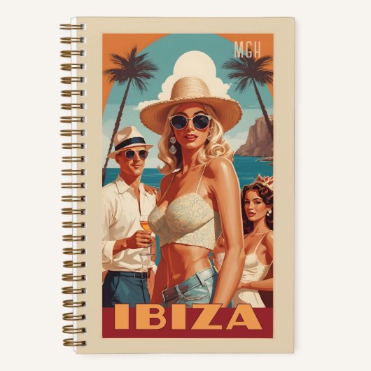 Custom Monogram Ibiza, Spain Travel Poster Notizblock (Vorderseite)