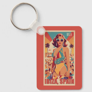Custom Monogram Ibiza, Spain Travel Poster Schlüsselanhänger