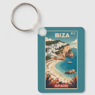 Custom Monogram Ibiza, Spain Travel Poster Schlüsselanhänger