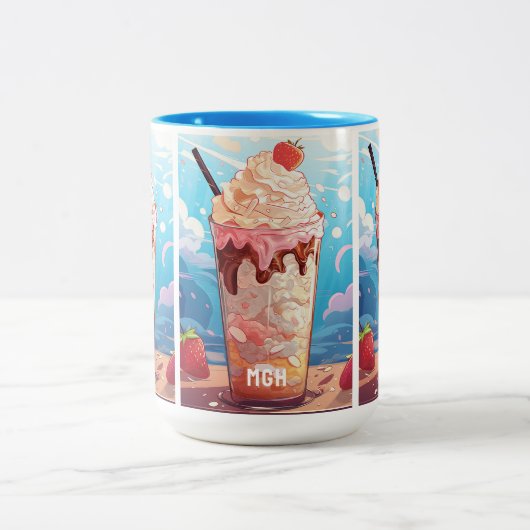Custom Monogram Ice Cream Sundae Zweifarbige Tasse (Mittel)
