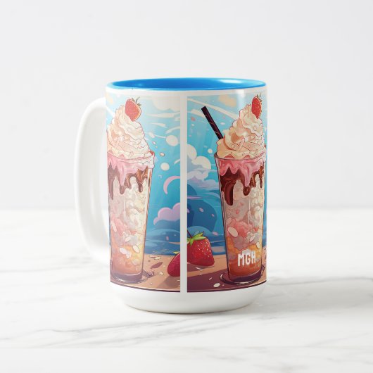 Custom Monogram Ice Cream Sundae Zweifarbige Tasse (Vorderseite Links)