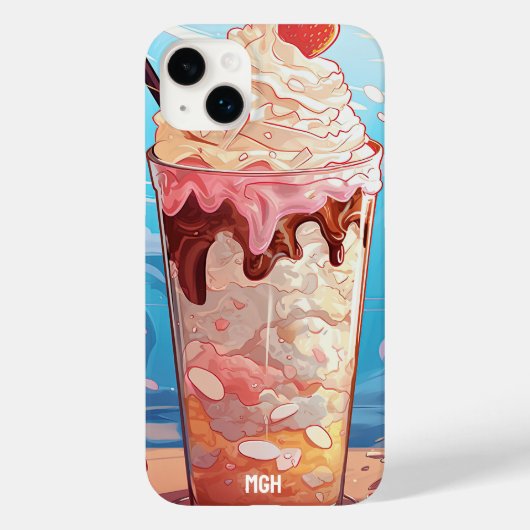 Custom Monogram Ice Creme Milkshake Case-Mate iPhone Hülle (Rückseite)