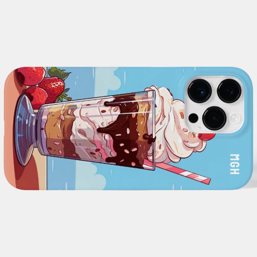 Custom Monogram Ice Creme Milkshake Case-Mate iPhone Hülle (Rückseite (Horizontal))