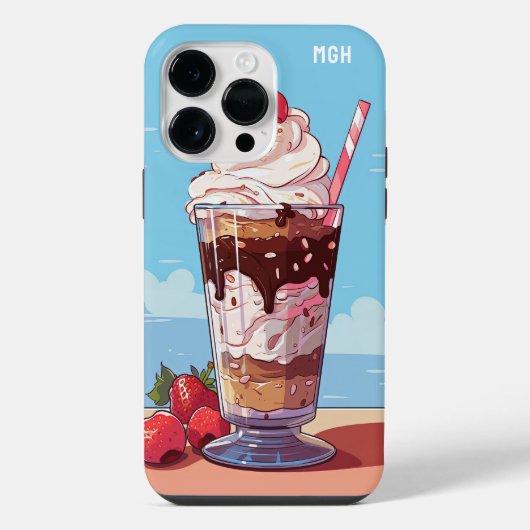 Custom Monogram Ice Creme Milkshake iPhone Hülle (Rückseite)