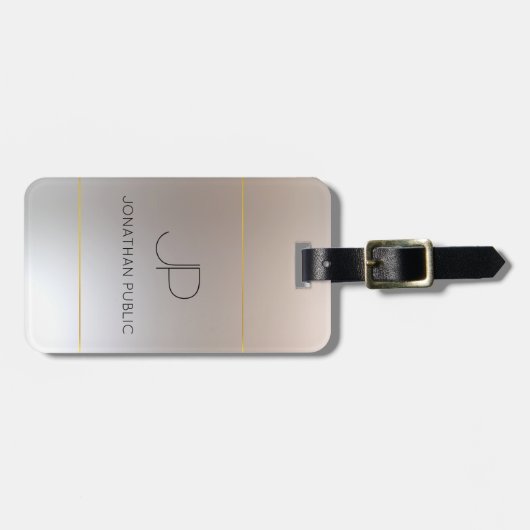 Custom Monogram Imitate Gold Silver Look Elegant Gepäckanhänger (Vorderseite horizontal)