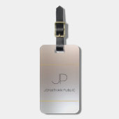 Custom Monogram Imitate Gold Silver Look Elegant Gepäckanhänger (Vorderseite vertikal)