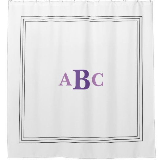 Custom Monogram in Classic Black and White Duschvorhang (Vorderseite)