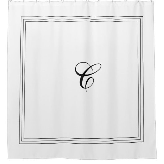 Custom Monogram in Classic Black and White Shower  Duschvorhang (Vorderseite)