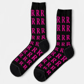 Custom Monogram Initial Black Pink socks Socken (Linkes Detail)