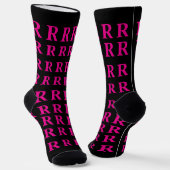 Custom Monogram Initial Black Pink socks Socken (Gewinkelt)
