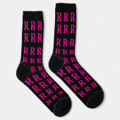 Custom Monogram Initial Black Pink socks Socken (Rechts)