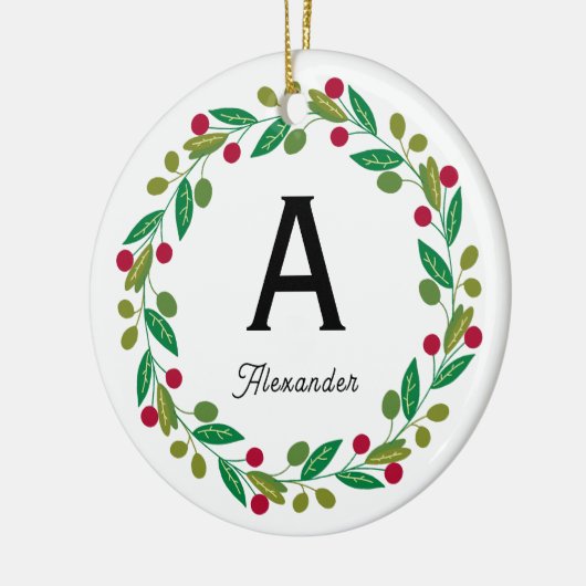 Custom Monogram initial - Christmas Keramik Ornament (Links)