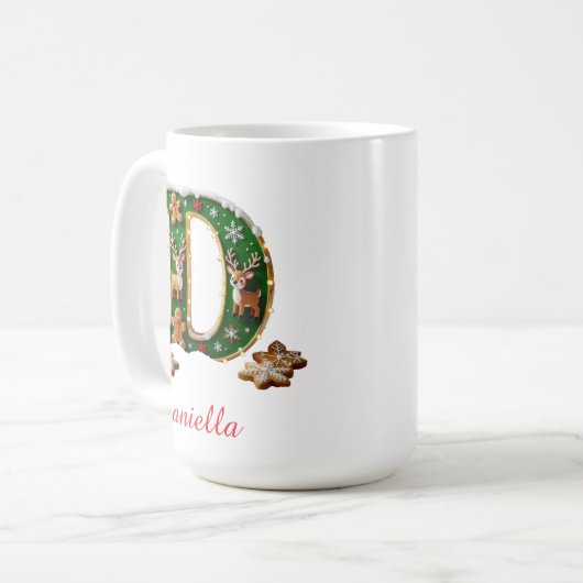 Custom Monogram initial D merry Christmas Kaffeetasse (Vorderseite Links)