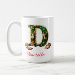 Custom Monogram initial D merry Christmas Kaffeetasse