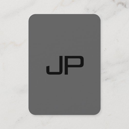 Custom Monogram Initial Elegant Black Dark Gray Visitenkarte (Rückseite)