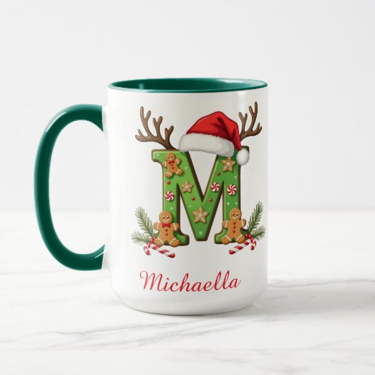 Custom Monogram initial M Santa merry Christmas Tasse (Links)