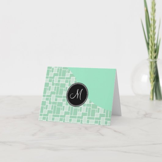 Custom Monogram Initial Mint Green Tile Pattern (Vorderseite)