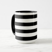 Custom Monogram Initial Name Black  White Stripes Tasse (Vorderseite Links)