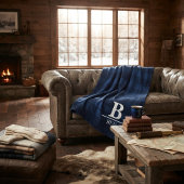 Custom Monogram Initial & Name Blue Buffalo Plaid Fleecedecke