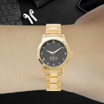 Custom Monogram Initials Luxe Gold Bracelet Watch Armbanduhr<br><div class="desc">Maßgeschneiderte, personalisierte, einzigartige luxuriöse Armbanduhr aus Edelstahl im Freien. Geben Sie einfach die Initialen ein. Machen Sie eine wunderbare, individuelle Uhr für die besonderen Männer und Frauen in Ihrem Leben - Mama, Papa, Braut, Bräutigam, Ehefrau, Ehemann, Schwester, Bruder, Großvater, Freundin, Großvater. Macht ein großartiges Geschenk für den Tag der Mutter,...</div>