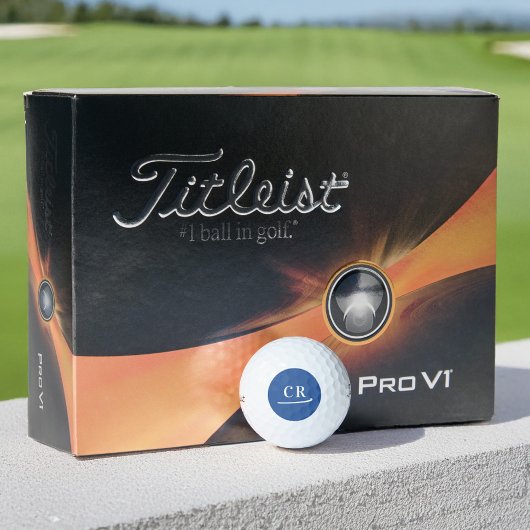 Custom Monogram Initials Simple Modern Royal Blue Golfball