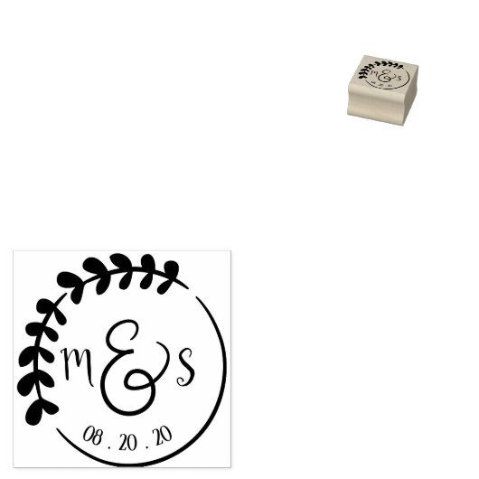 Custom Monogram Initials Wedding Wreath Art Gummistempel (Stempel)