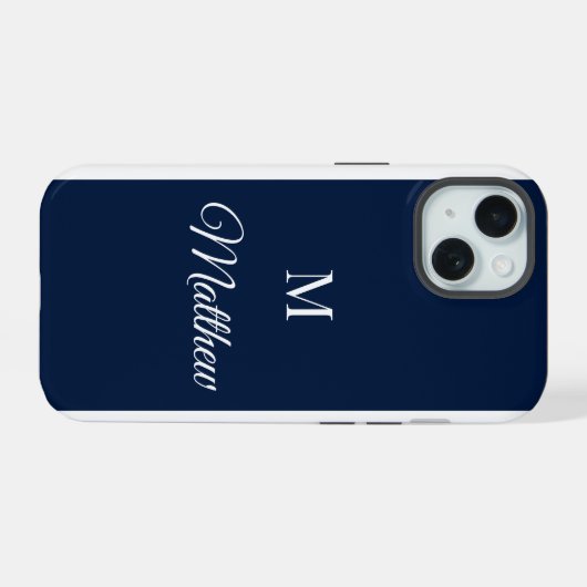 Custom Monogram iPhone Case 15 Hülle (Rückseite (Horizontal))