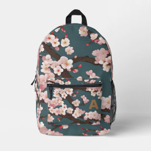 Custom Monogram Japanese Floral Elegance Backpack Bedruckter Rucksack