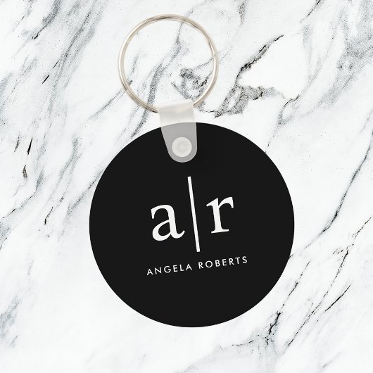 Custom Monogram | Klassischer schwarzer Schlüssela Schlüsselanhänger