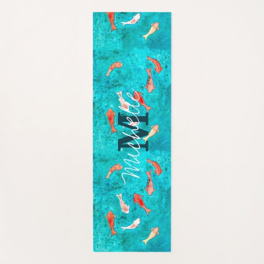 Custom Monogram Koi Fish Pond Yogamatte (Vorderseite)