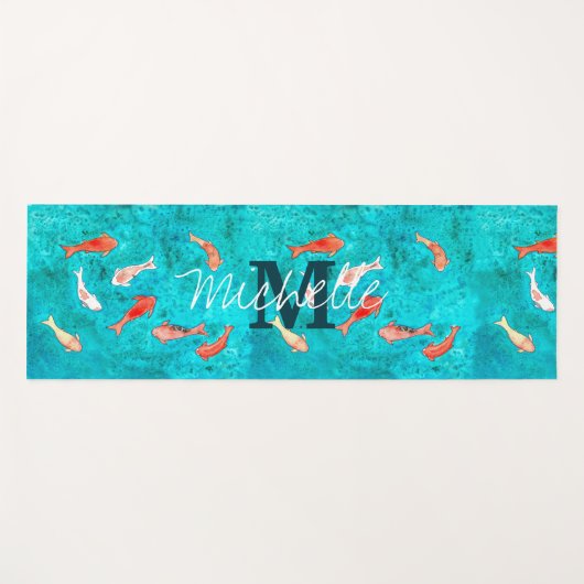 Custom Monogram Koi Fish Pond Yogamatte (Vorderseite (Horizontal))