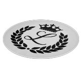 Custom Monogram Laurel Blätter & Crown Schneidebrett (Ecke)