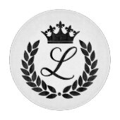 Custom Monogram Laurel Blätter & Crown Schneidebrett (Vorderseite)