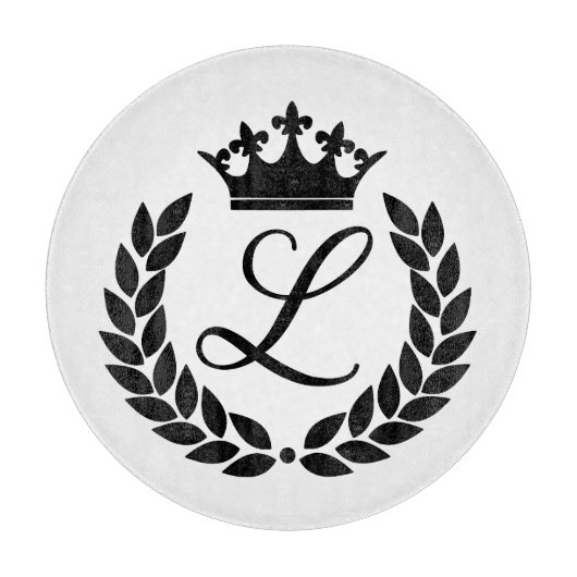 Custom Monogram Laurel Blätter & Crown Schneidebrett (Vorderseite)