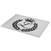 Custom Monogram Laurel Blätter & Crown Schneidebrett (Ecke)