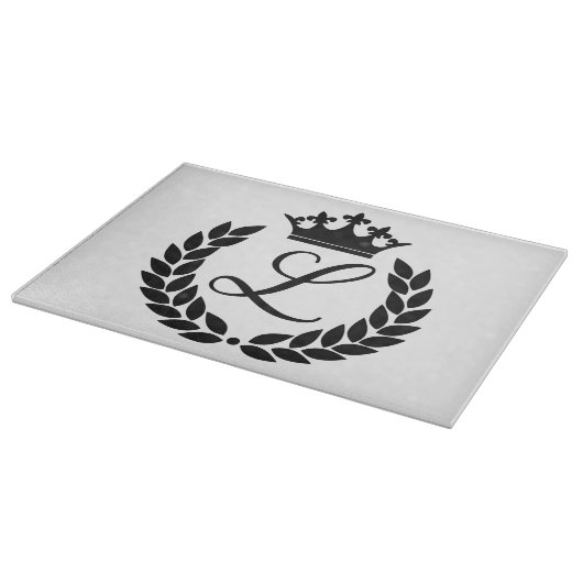 Custom Monogram Laurel Blätter & Crown Schneidebrett (Ecke)