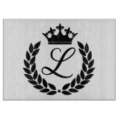 Custom Monogram Laurel Blätter & Crown Schneidebrett (Vorderseite)