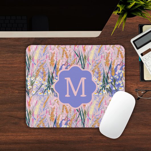 Custom Monogram Lavendel Mousepad