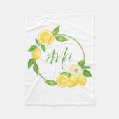 Custom Monogram Lemon Citrus Floral Baby Name Fleecedecke (Vorderseite)