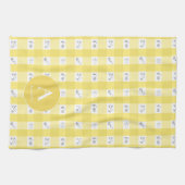 Custom Monogram Lemon Plaid  Geschirrtuch (Horizontal)