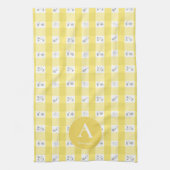 Custom Monogram Lemon Plaid  Geschirrtuch (Vertikal)