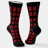 Custom Monogram Letter Black Red socks Socken (Gewinkelt)